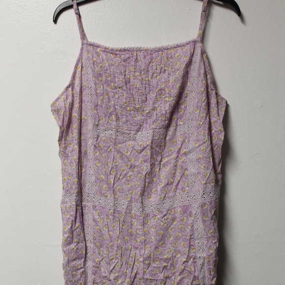 aerie Pants - Aerie Lavender white floral print lace detail romper xl